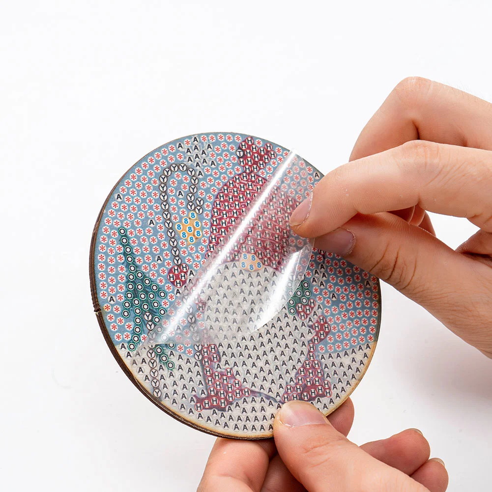 6pcs DIY Point Drill Coaster Christmas Style with Mat Shelf Kits(Wooden)