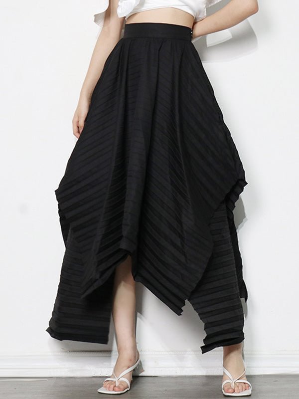 Stylish Pleated Solid Color Irregular Empire Waisted Skirts