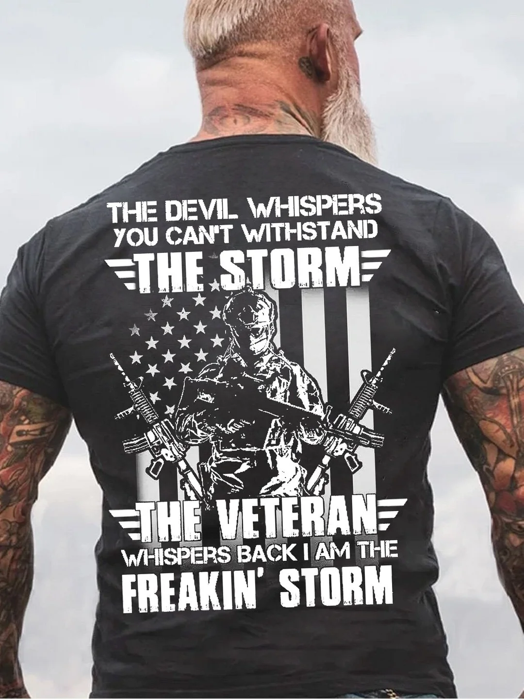 The Veteran Whispers Back I Am The Freakin Storm Casual Short Sleeve Graphic T-Shirt