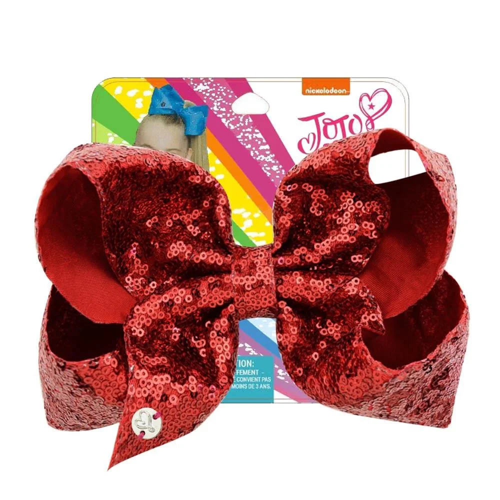 8" Sequin Rainbow JoJo siwa Bow With Hair Clip For Girls Kids Handmade Boutique Knot Jumbo Hair Bow Hairgrips Hair Accessories