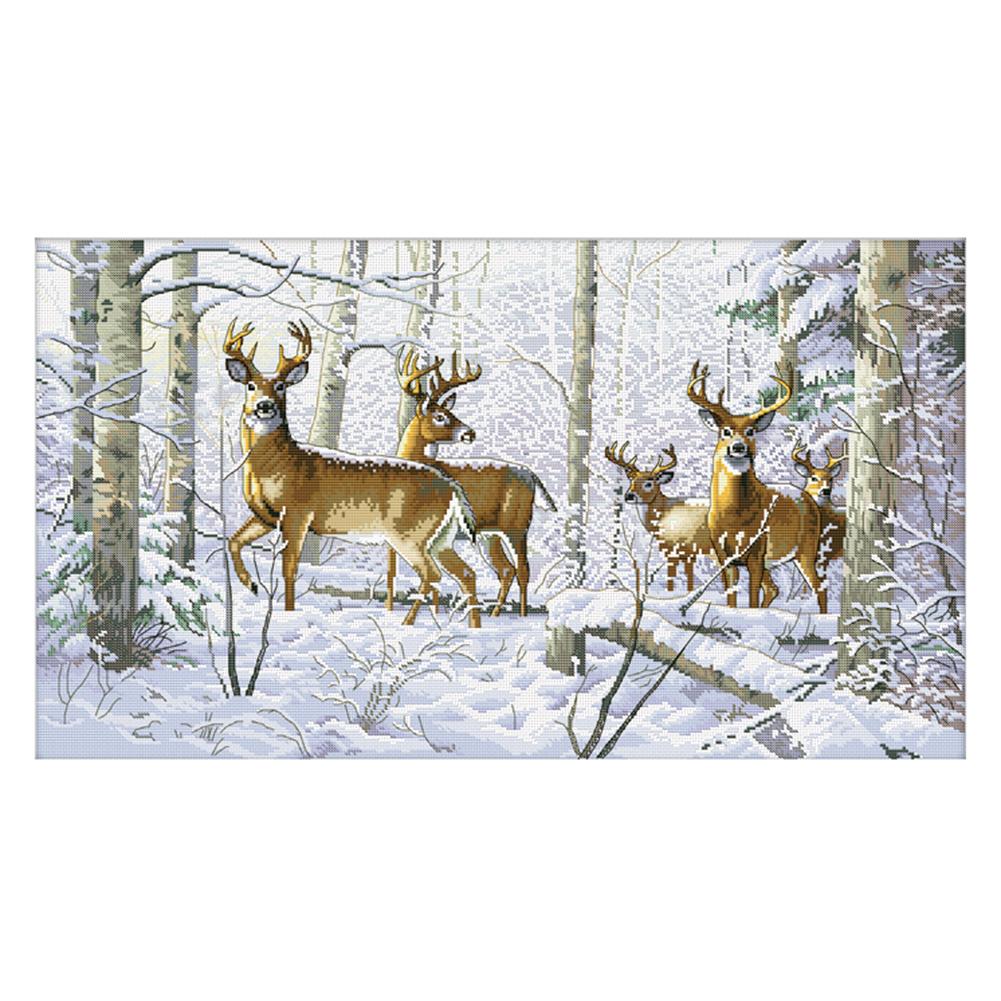 

Snowy Deer Zhongge - 11CT Stamped Cross Stitch - 85*51cm, 501 Original