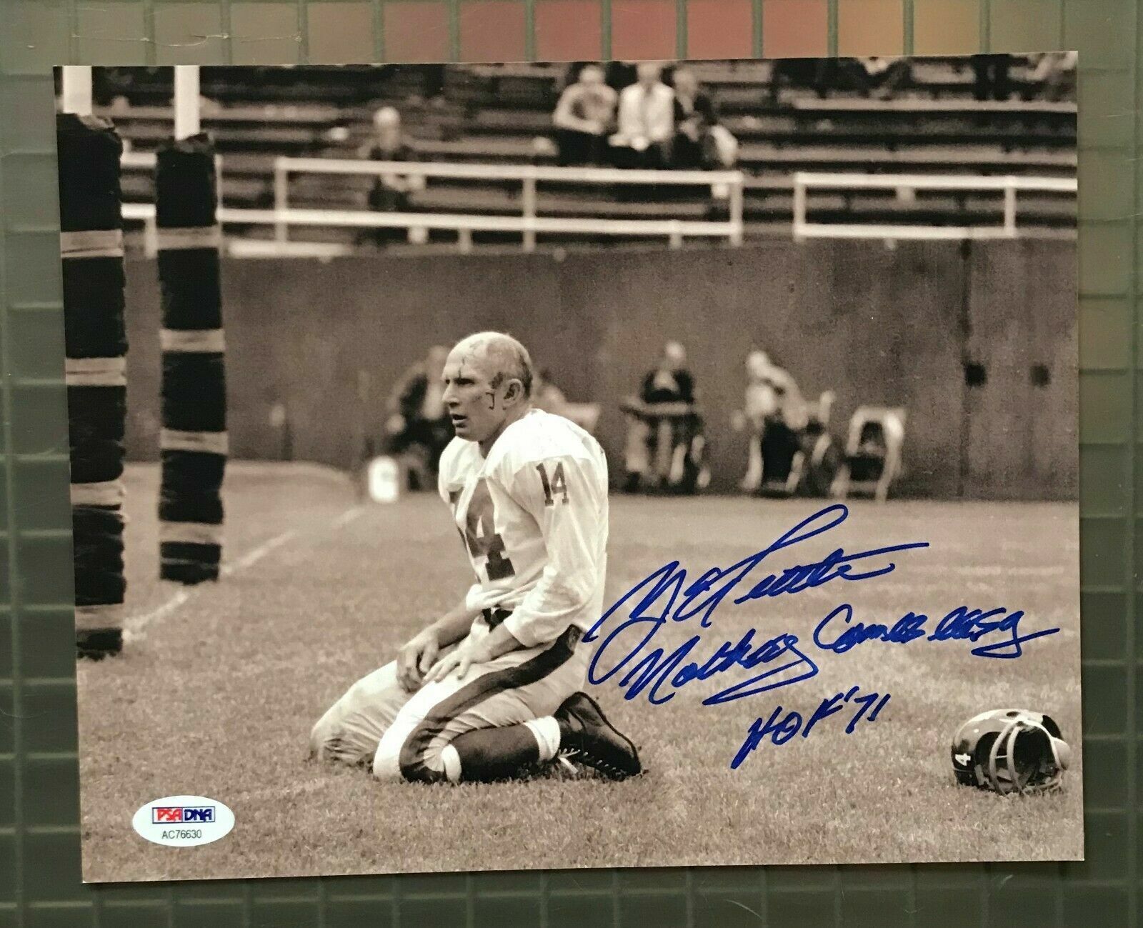 YA Tittle signed 8x10 Photo Poster painting Nothing Comes Easy & HOF '71 Inscriptions PSA