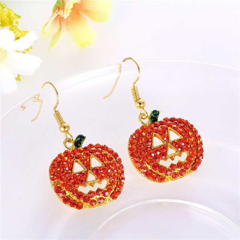 Halloween Gold Hollow Out Pumpkin Diamond Earrings 2024 - Flycurvy 