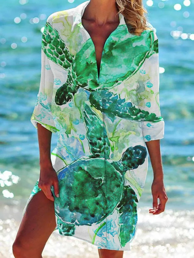 🔥Buy 3 Get 10% Off🔥Turtle Print Casual Women'S Shirt