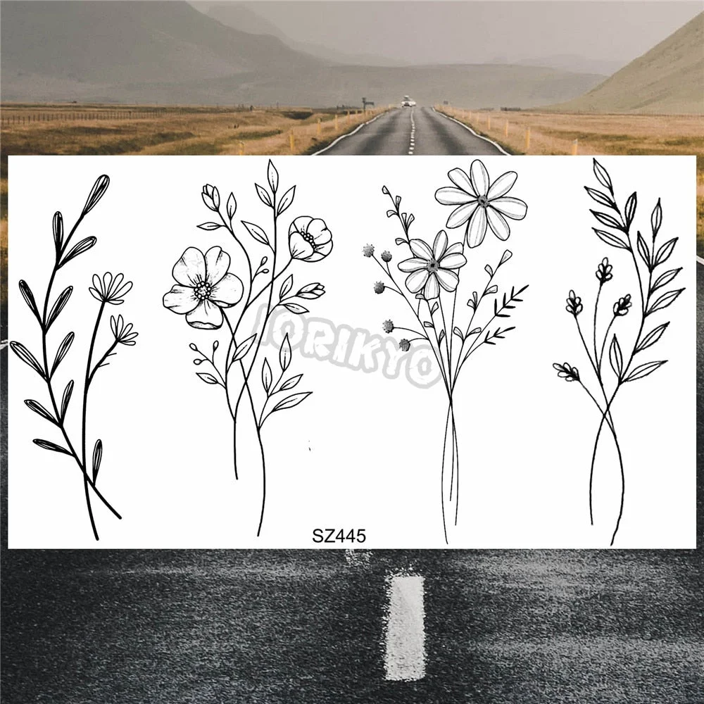 Minimalist Polar Bear Small Temporary Tattoos For Women Men Realistic Dandelion Hummingbird Fake Tattoo Sticker Forearm Tatoos