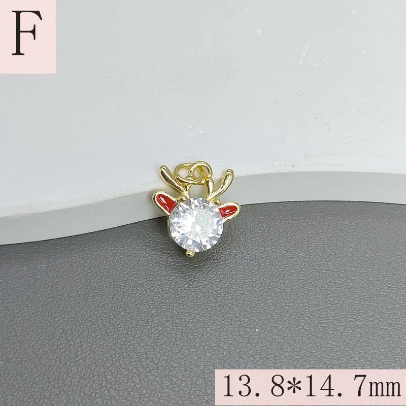 1 Piece 12*14.8mm 14 * 20mm 9*18mm Copper Zircon Sock Bell Elk Pendant Jewelry Accessories
