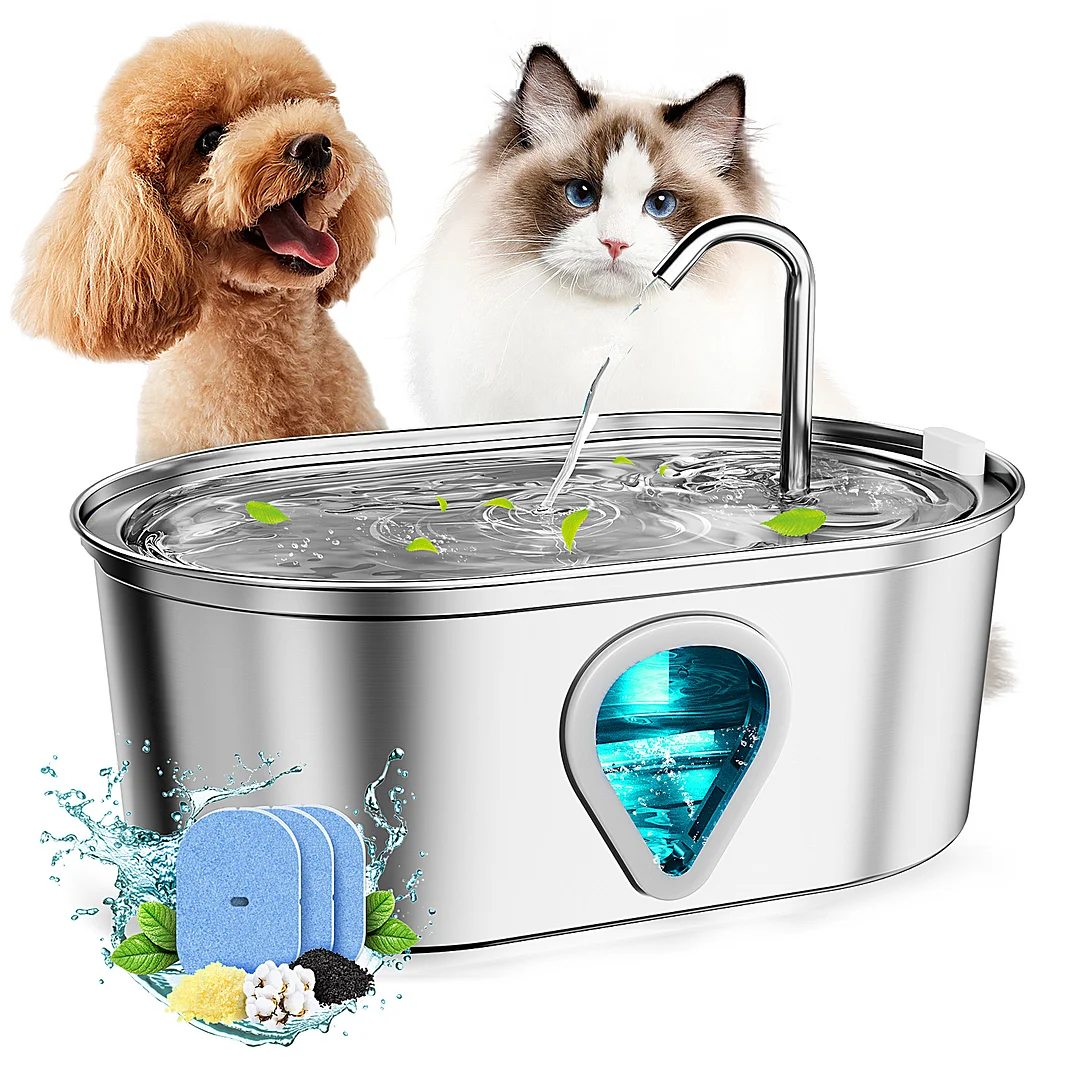 BEBANG Cat Water Fountain Stainless Steel, 108oz/3.2L Cat Fountain for Drinking