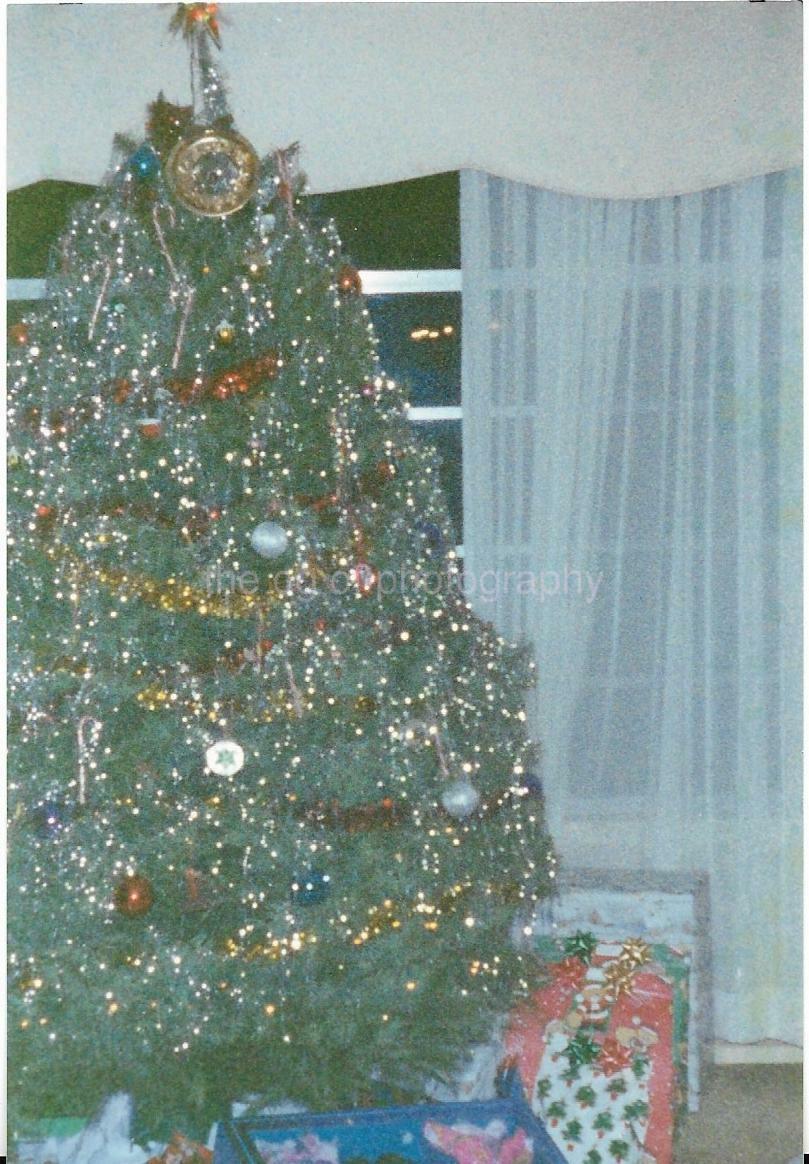 Christmas Tree FOUND Photo Poster painting ColorOriginal Snapshot VINTAGE 05 8 X