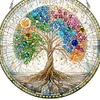 (Upgrade Size)DIY Diamond Painting Art  Double Sided Effect Pendant Colorful Stained Glass Hanging Ornament Kit(Tree)