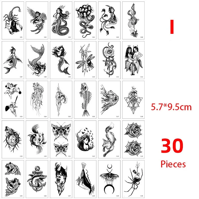 Tattoo Sticker set English sentence brave breathin kiss here Tatoo Temporary Flash Tatto Fake Cool stuff for Men Women 56 Pcs