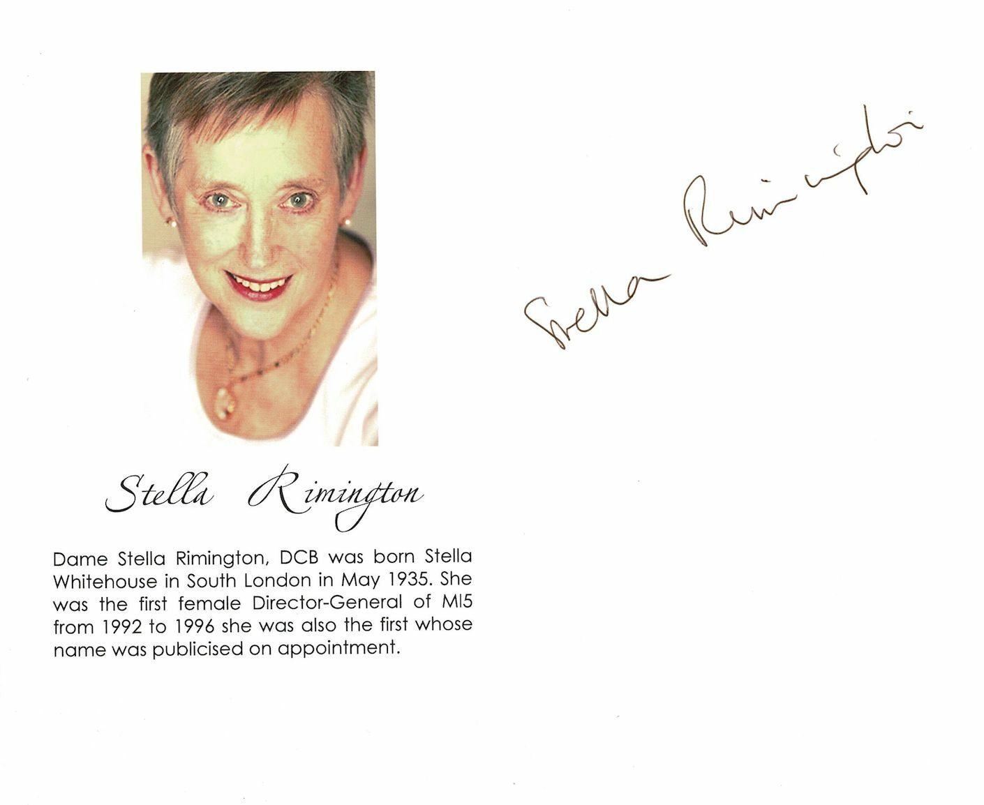 Stella Rimington signed cut autograph! AMCo! 14389