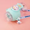 600ml Water Bottles for Children With Straw Cute Large Capacity Kawaii Cartoon Student School Travel Kids BPA Free Drinking Cup