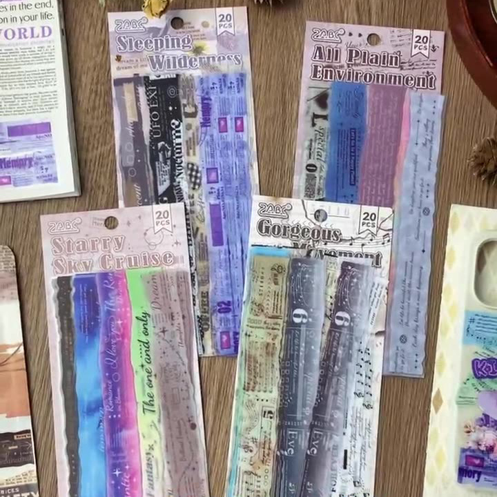 PET 스티커 - Jianying 시 연도 시리즈 빈티지 영어 텍스트 악보