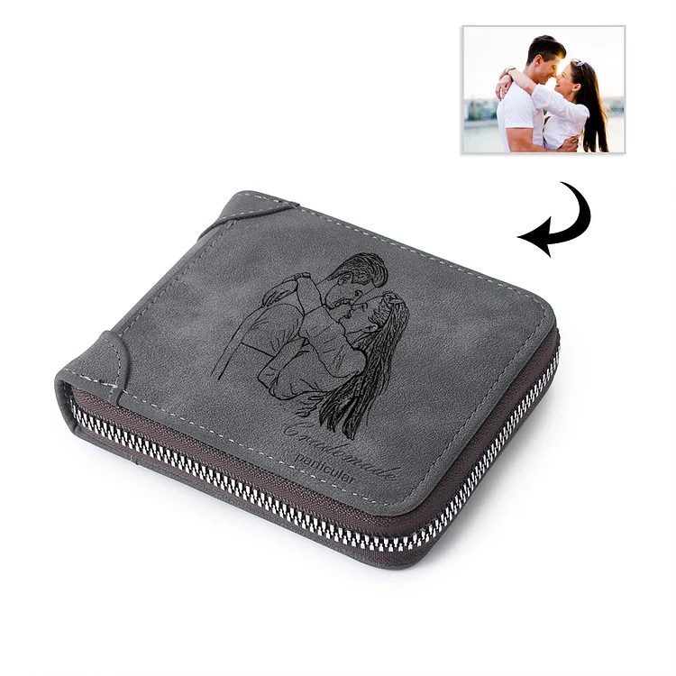 Photo Custom Wallet Dark Gray Personalized Gifts