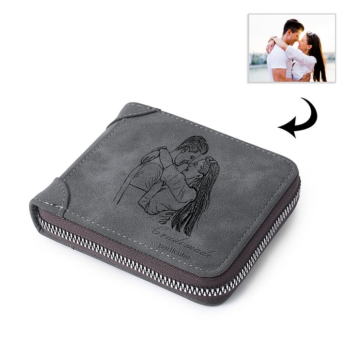 Cartera con 1 foto personalizada, monedero clásico para hombre, regalo de tarjeta para padre 3 textos