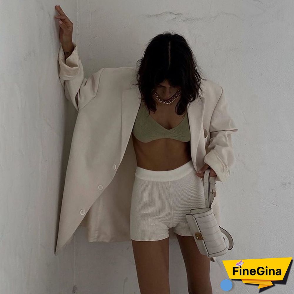 Basic Fitted Ribbed Cycle Shorts Knitted Highwaist Shorts