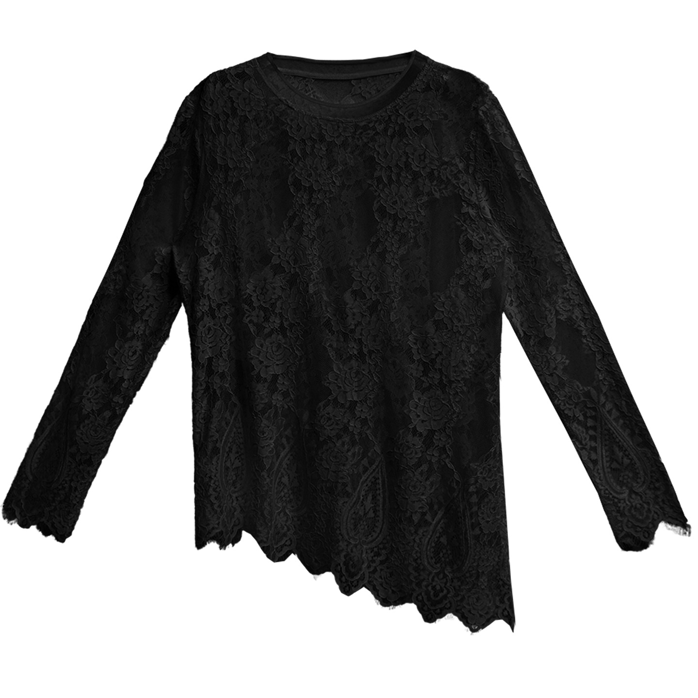 Yamamoto-style lace splicing high-waisted skirt