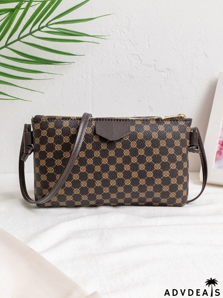 Geometric Print Patch Decor Square Bag