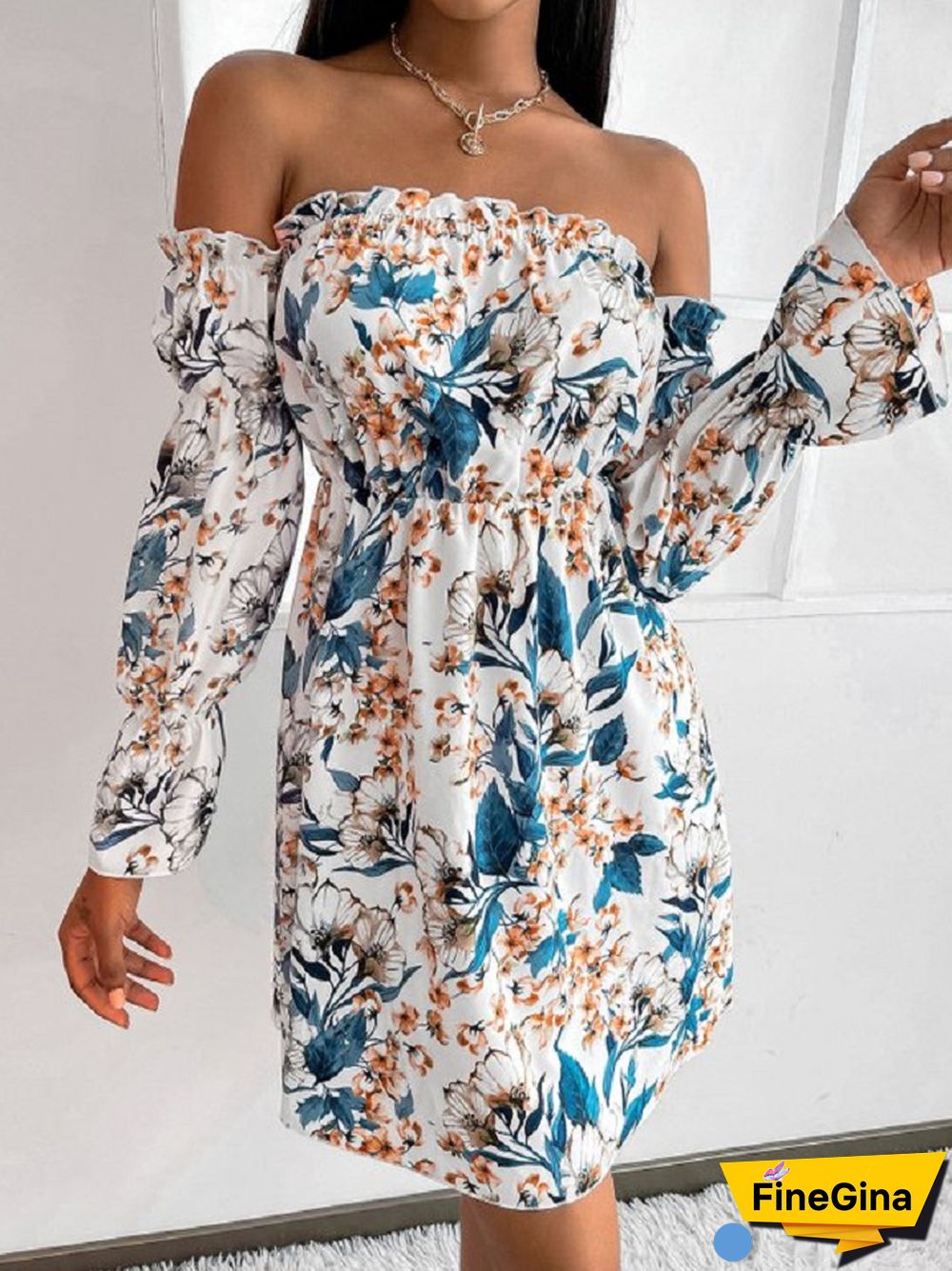 Chest-wrapped Commuter Print Dress