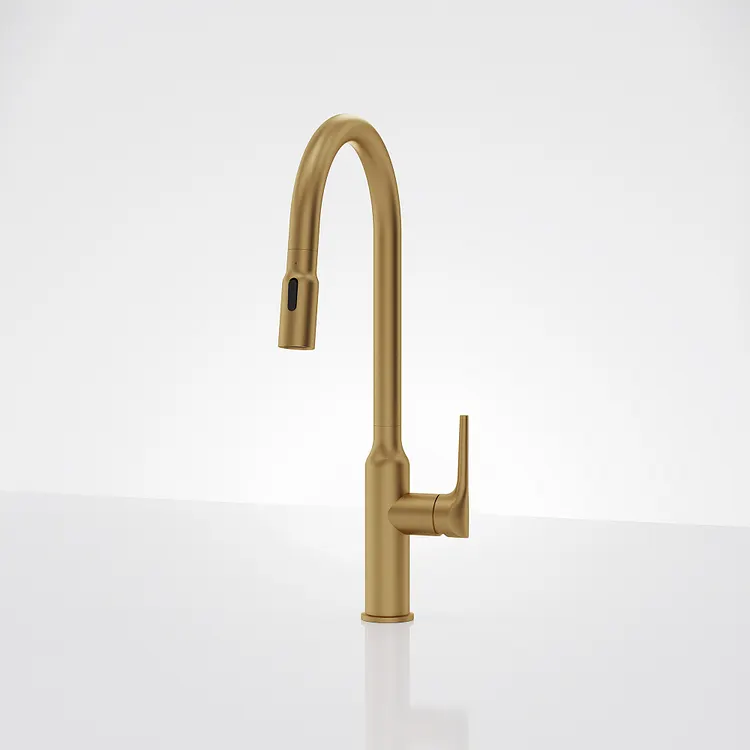 EVERSTEIN High Arc Pull Down Kitchen Faucet Brushed Gold 