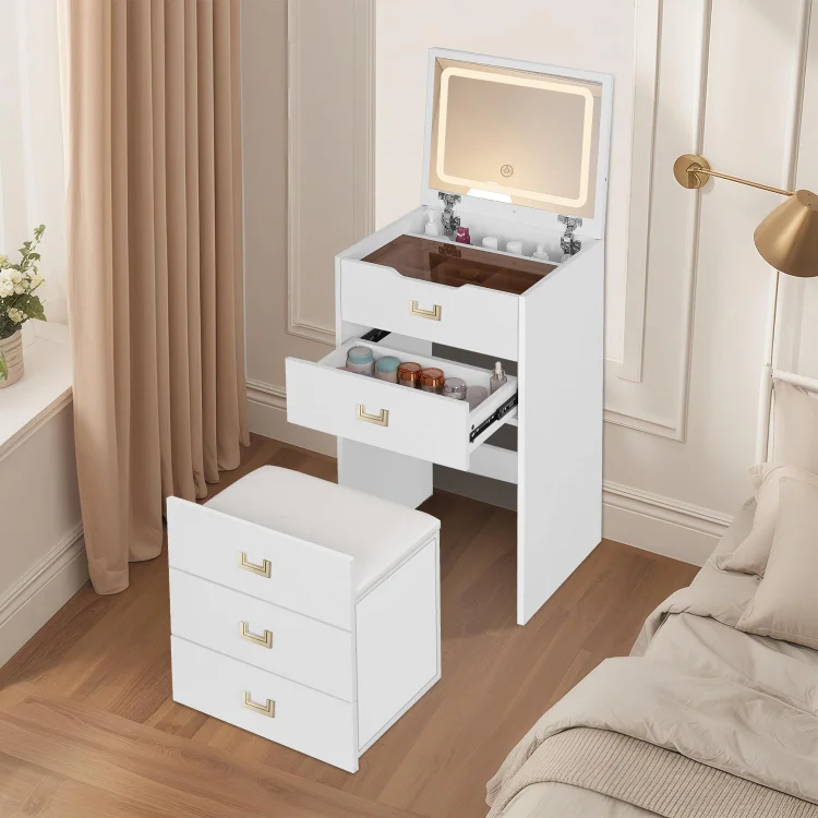 🌈3 in 1 Vanity Desk with Flip Top Mirror