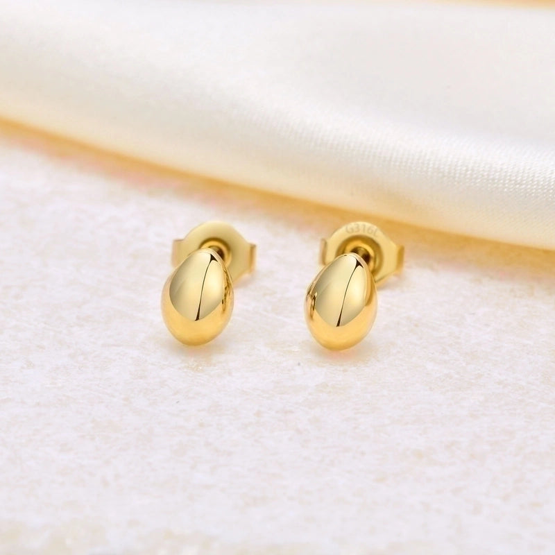1 Pair Minimalist Water Droplets Plating 304 Stainless Steel Gold Plated Ear Studs
