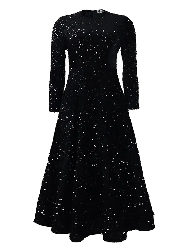 Suspender Split Thigh Sequined Maxi Dress