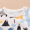 Spring Autumn New Baby Girl Boy Dinosaur Print Long Rompers