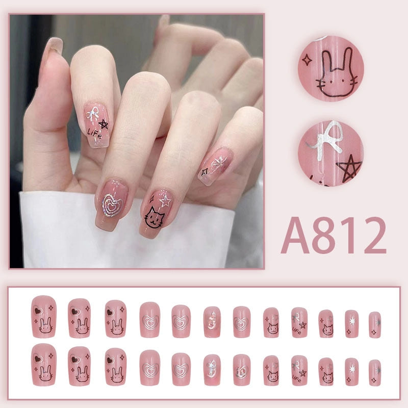 New Popular Simple Wearable Nail Patch 24 Pieces Boxed Pure Desire Style High Sense Factory Direct Sales