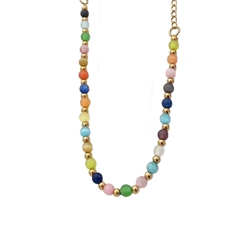 Vintage Style Color Block Stainless Steel Opal Beaded Bracelets