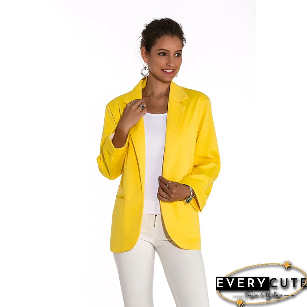 Yellow 3/4 Sleeve Fashion Lady Suit