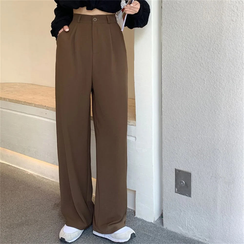 Jangj Alien Kitty Hot Full Length Pants Solid Women Work Wear Straight Chic 2022 Normcore All Match Office Lady Slim Summer Trousers