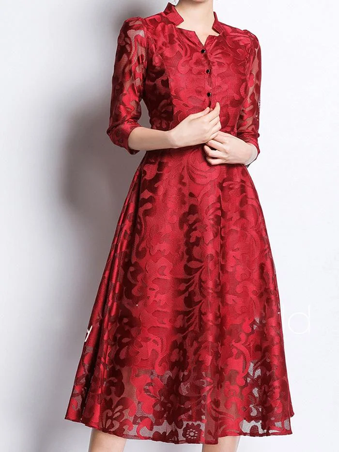 Fashionable and Elegant Lace Mid-length Dress