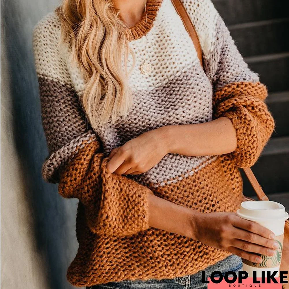 Contrast Stitching Knitted Pullover