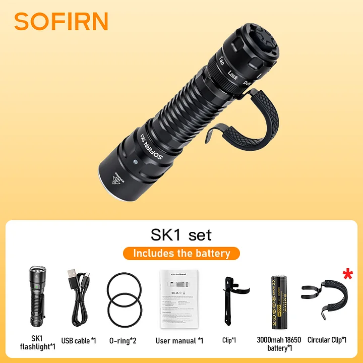 SK1 1300LM Tactical Flashlight with Magnetic Rotary Switch | Sofirn