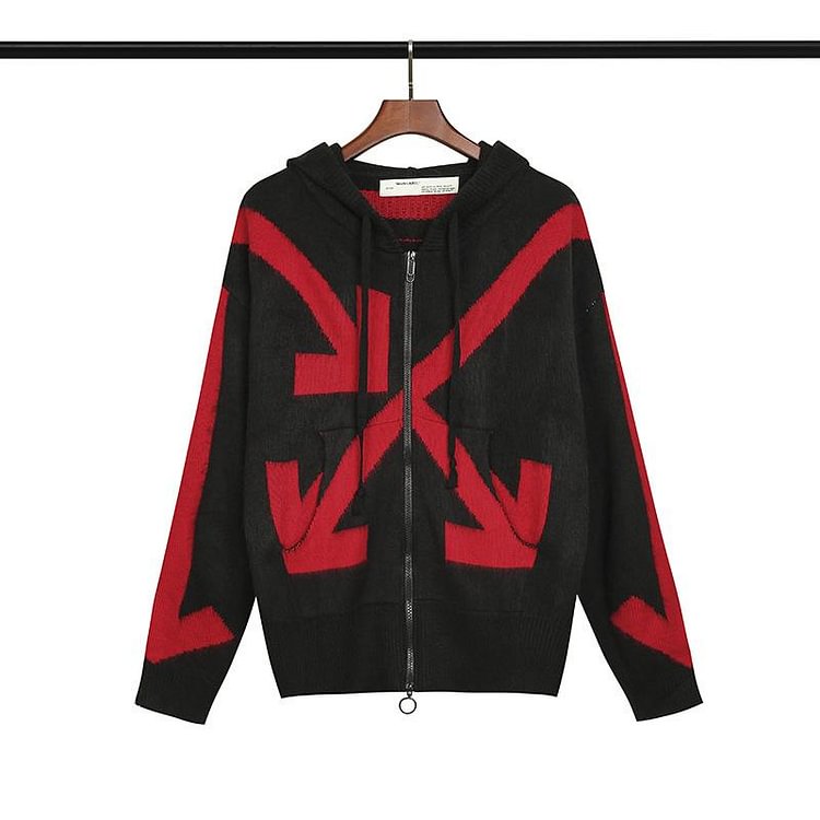 Off White Winter Sweaters Off Mohair Men and Women Zipper Sweater Cardigan Coat