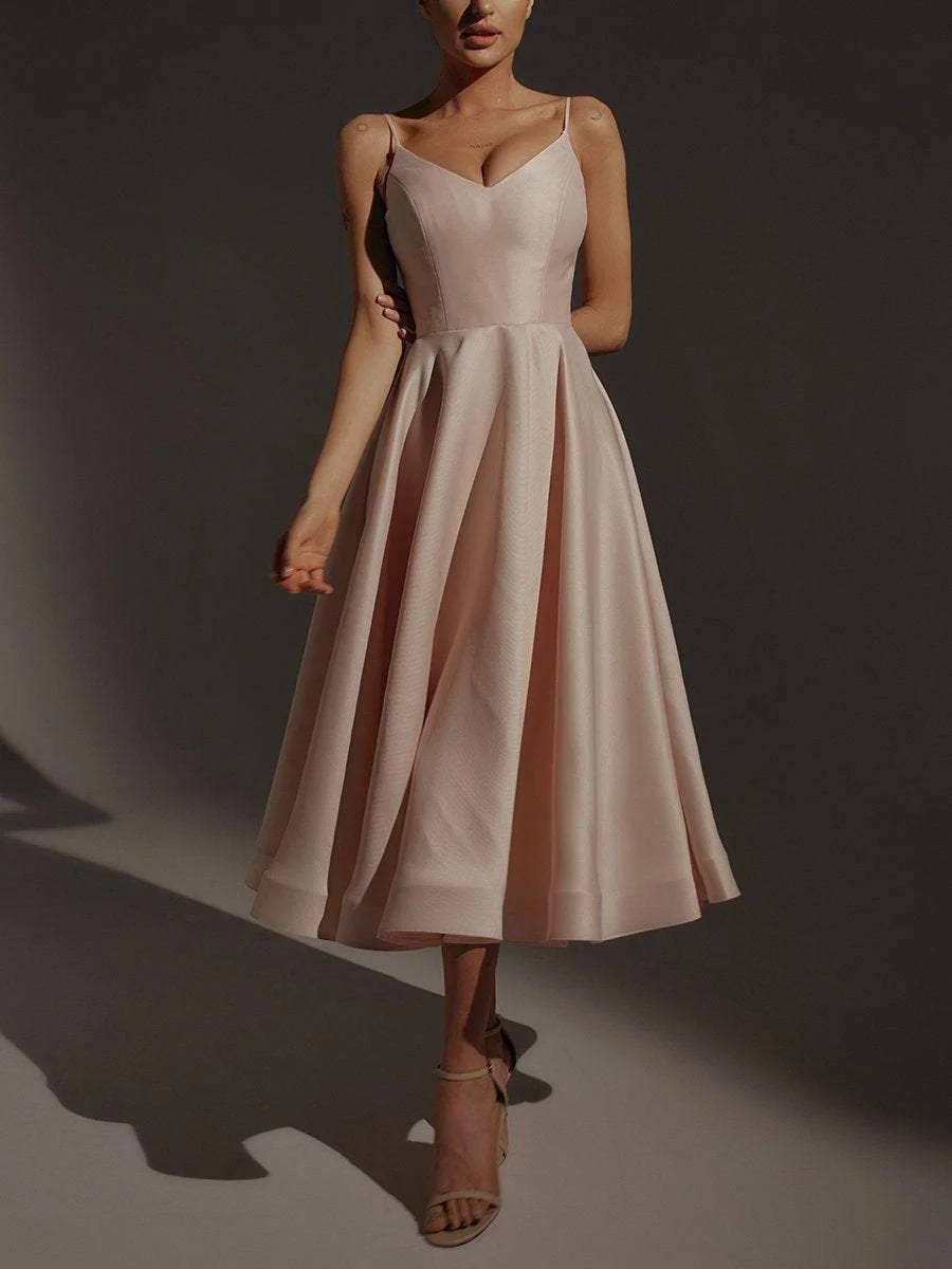 Elegant A-Line Midi Slip Dress