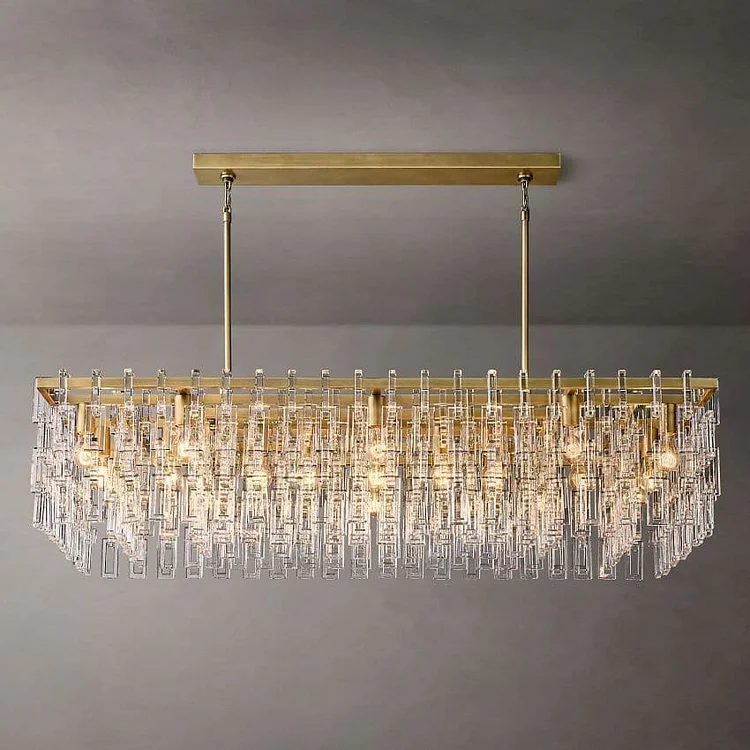Marignan Multi-Tier Crystal Chain Rectangular Chandelier 60" Vjlight