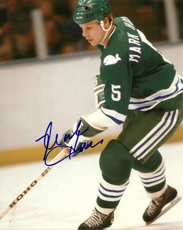 VINTAGE MARK HOWE SIGNED HARTFORD WHALERS 8x10 Photo Poster painting #2 HHOF PROOF!