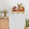 Wooden Pumpkin Turkey Elf 3 Hooks Diamond Painting Hook Rail DIY Crafts Decor