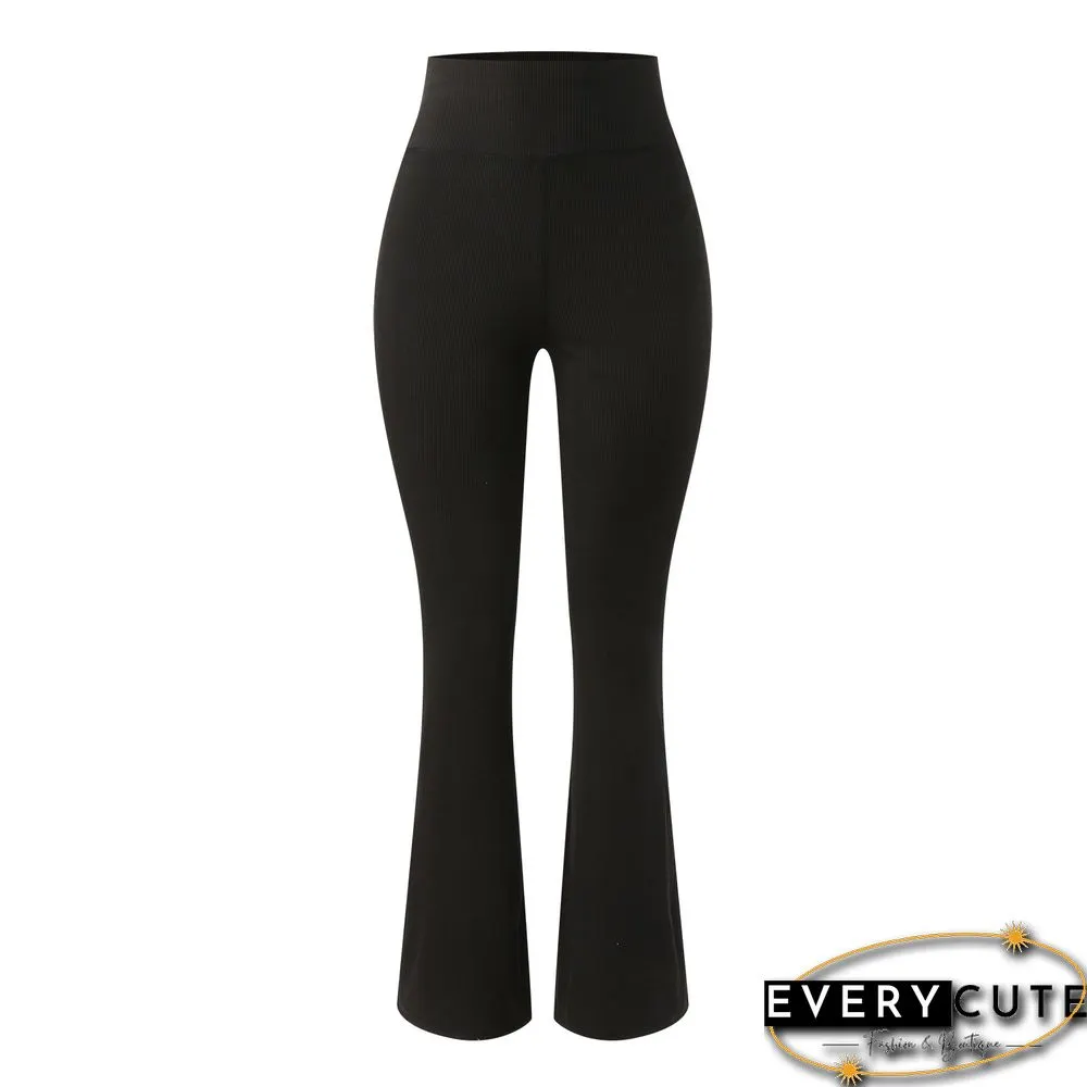 Black High Waist Tummy Control Flared Sports Pants