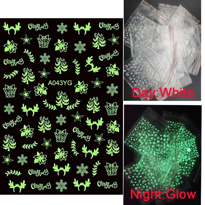 Colorful Night Lights 3D Snowflake Design Transfer Nails Art Sticker Lady Women Manicure Tools Nail Decoration Decals Adhesive