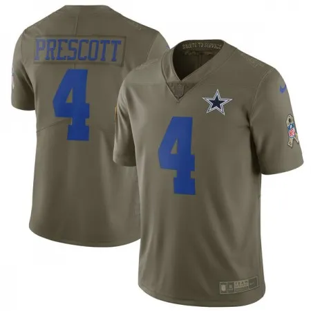 Men's  Dallas Cowboys #4 Dak Prescott Olive Salute to Service Limited Stitched NFL Jersey