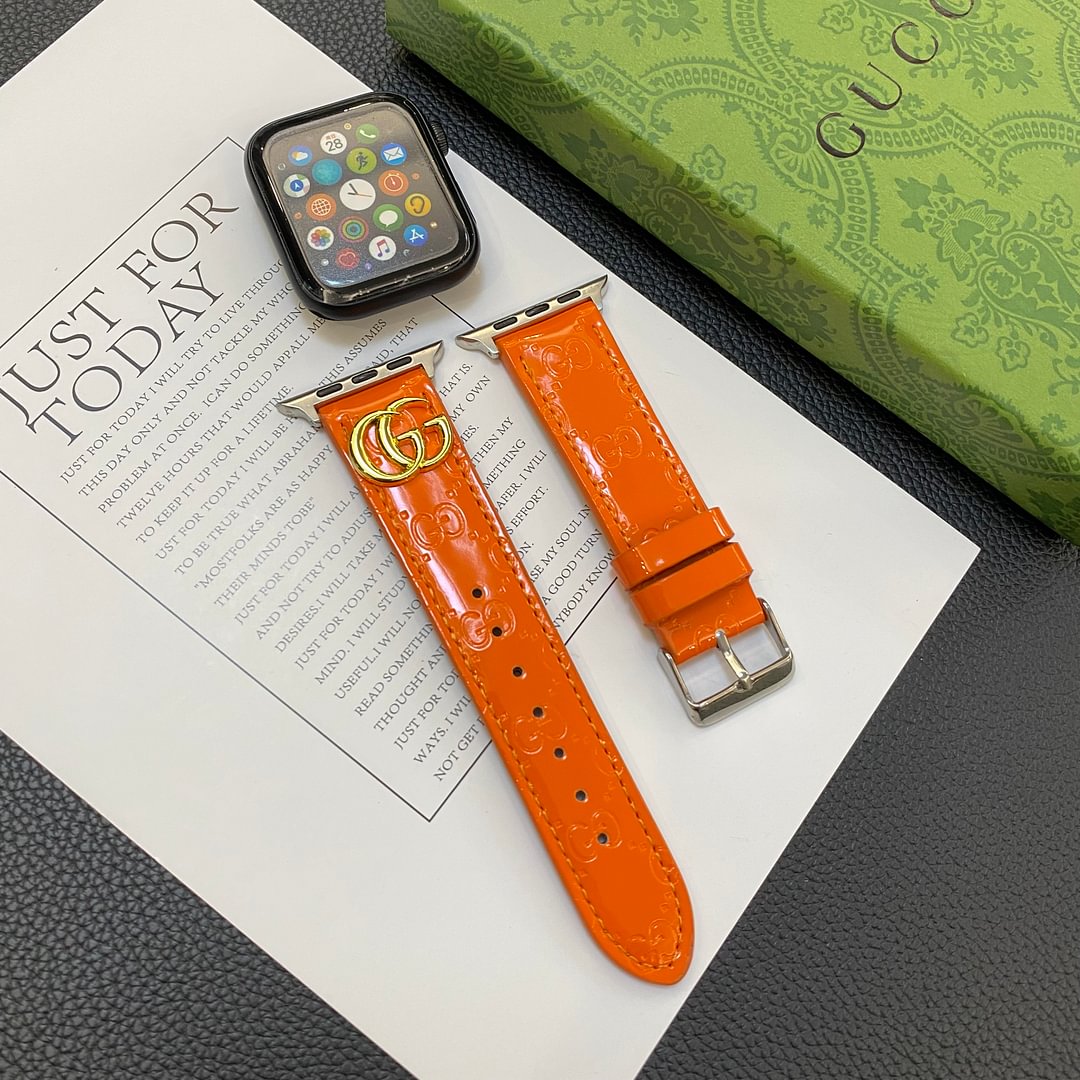 GUCCI Gucci Metal Monogram Leather Apple Watch Strap ProCaseMall