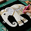 (25x25cm)DIY Pearl Painting Elephant Framed Handmade Pearl Material Art Kit Living Room Decor