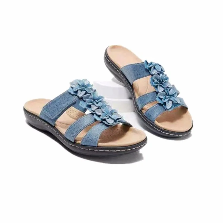 Leather Orthopedic Sandals For Women Soft Unique Flower Detail