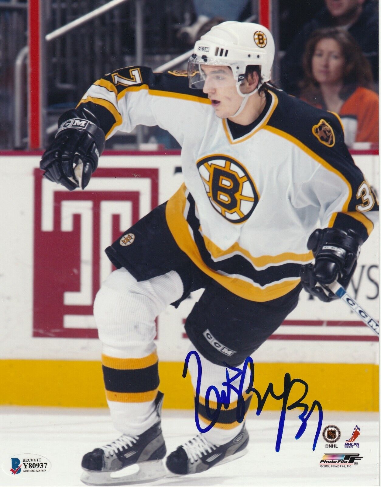 PATRICE BERGERON Signed Boston BRUINS 8x10 Photo Poster painting with Beckett COA