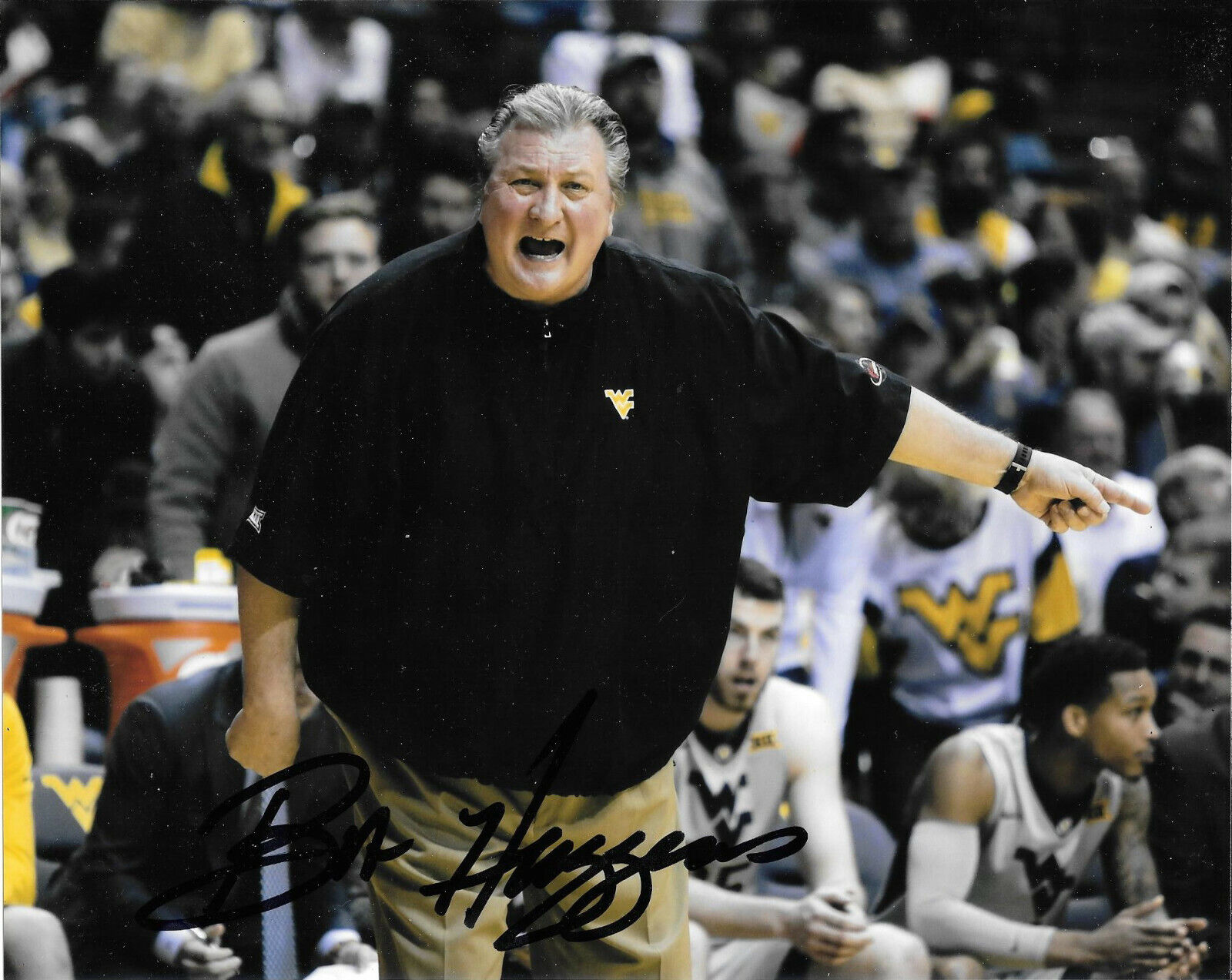 BOB HUGGINS HAND SIGNED WEST VIRGINIA MOUNTAINEERS 8X10 Photo Poster painting W/COA