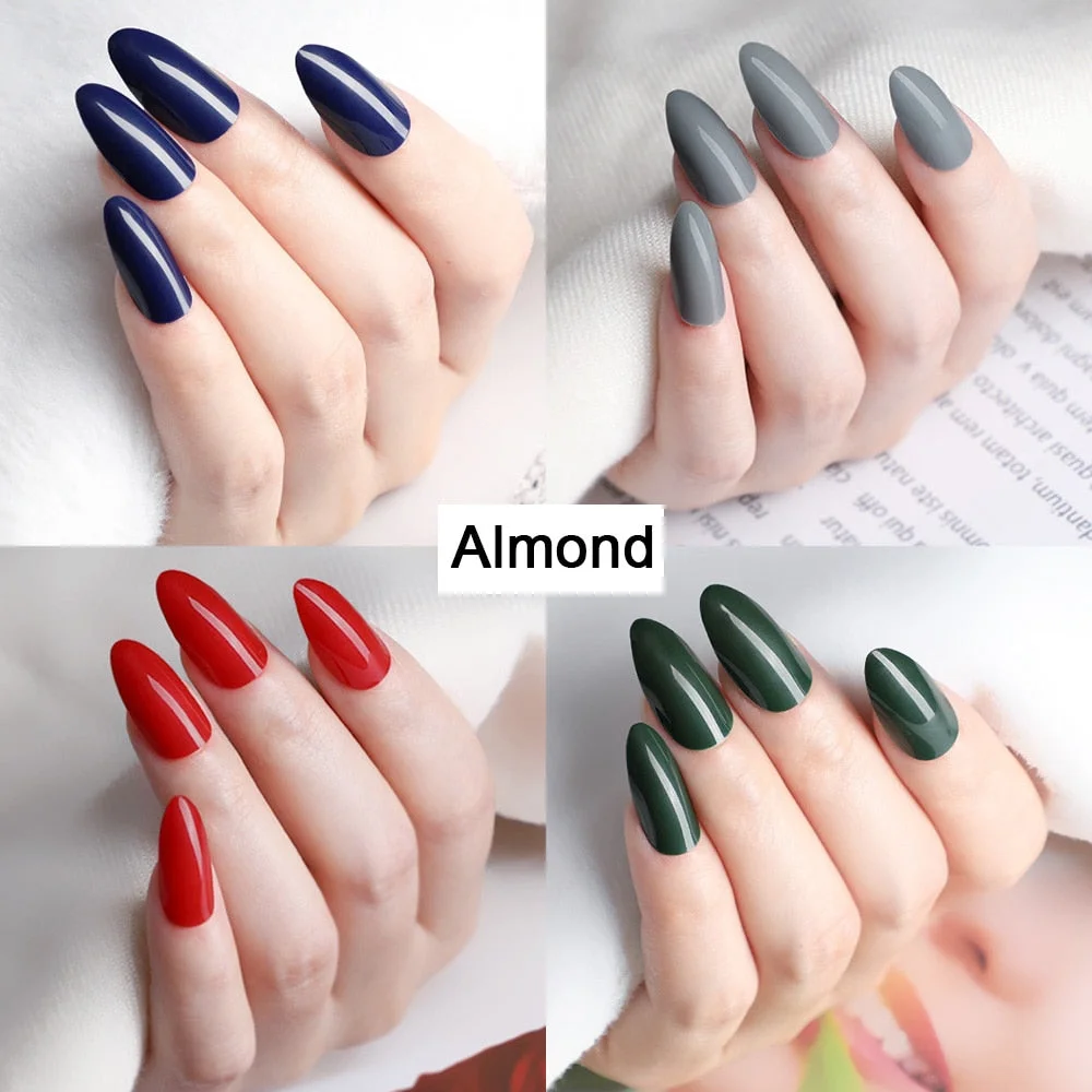 432pcs 18 Mixed Solid Colors Short Round Almond Coffin Shape Nail Tips Full Cover False Nail Tips Press On Fake Nails 18 Strips-Nail Inspo