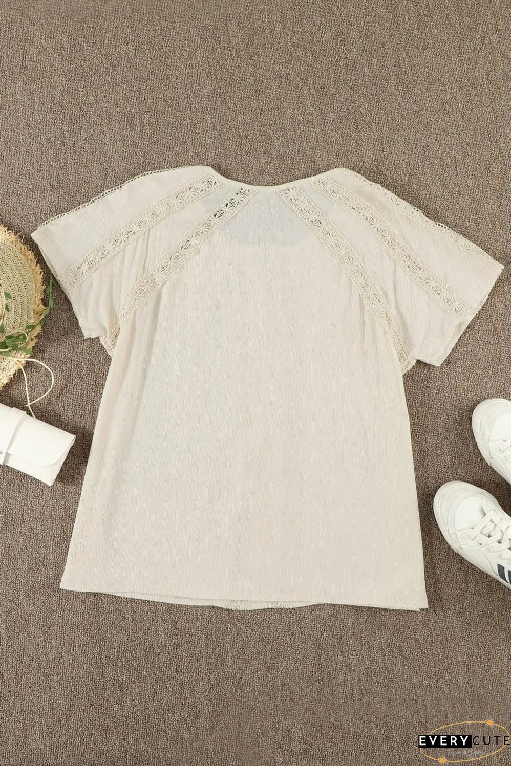 White Eyelet Jumpsuit with Pockets